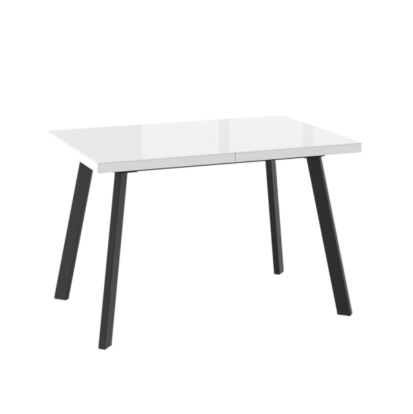 Стол BORG-120, раздвижной со стеклом 120(160)х80, БЕЛЫЙ ОПТИВАЙТ/ЧЕРНЫЙ)